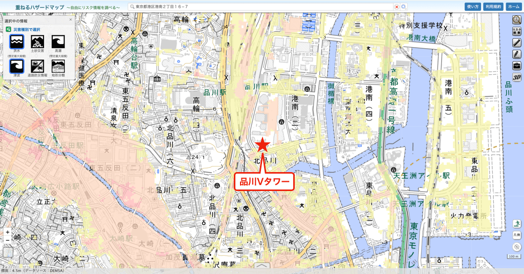 品川Vタワーのハザードマップ