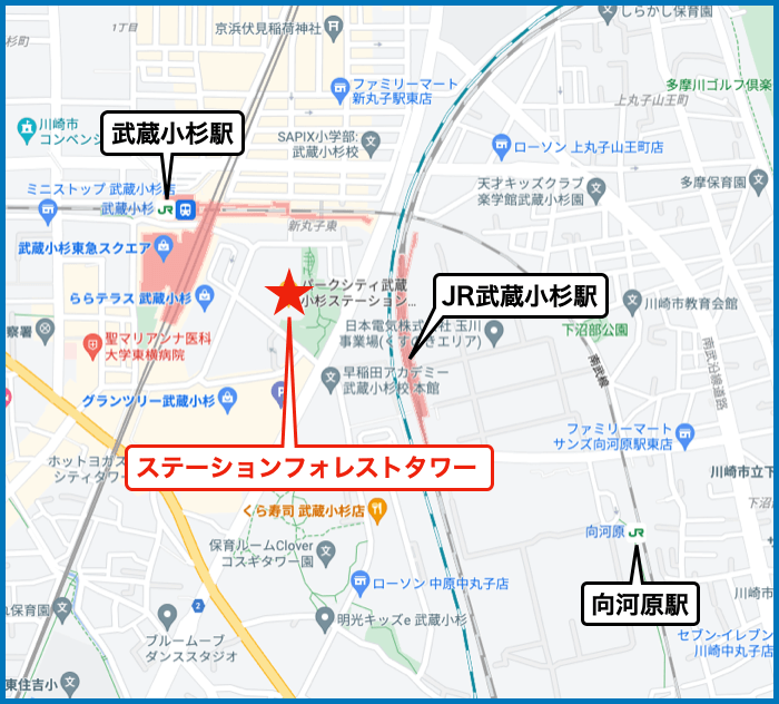 パークシティ武蔵小杉ステーションフォレストタワーの地図