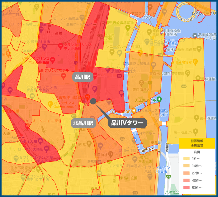 品川Vタワーの犯罪マップ