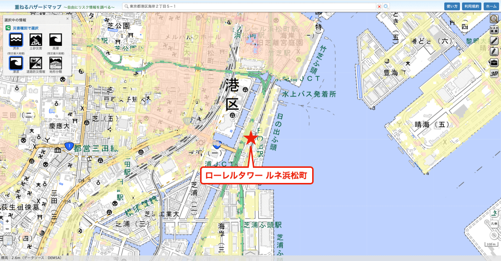 ローレルタワー ルネ浜松町のハザードマップ