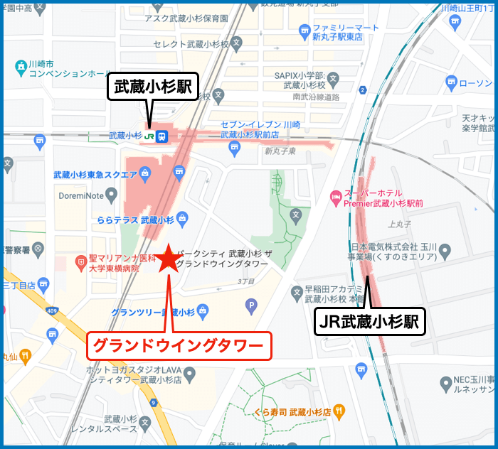 パークシティ武蔵小杉ザ・グランドウイングタワーの地図