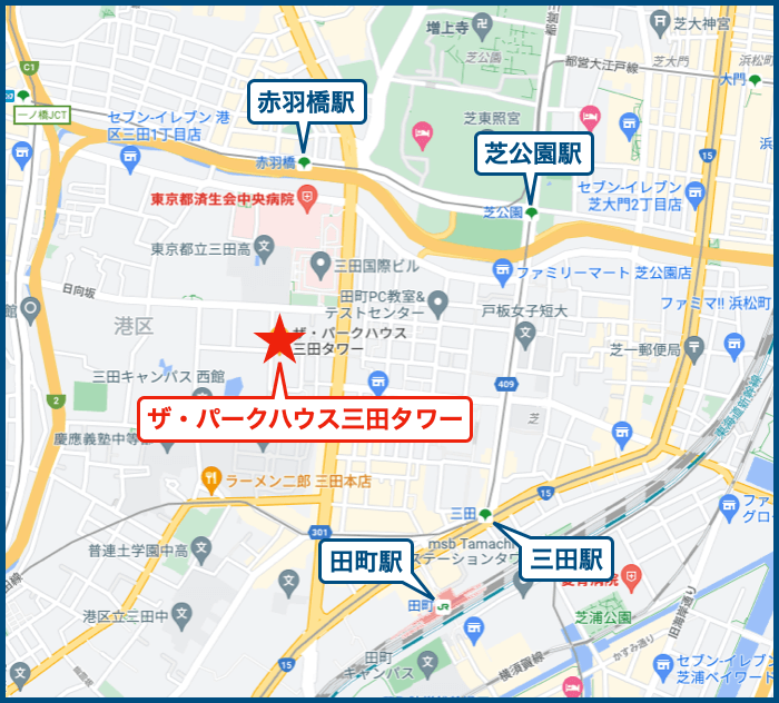ザ・パークハウス三田タワーの地図