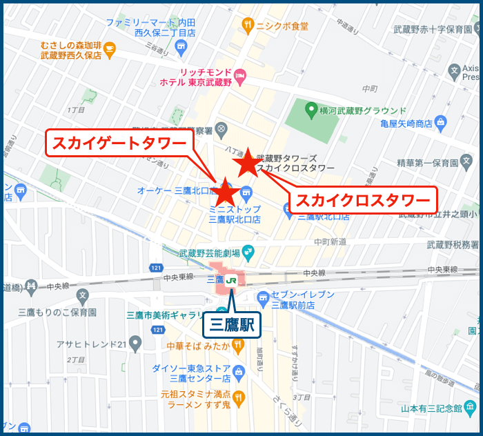武蔵野タワーズの地図