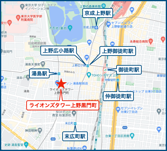 ライオンズタワー上野黒門町の地図