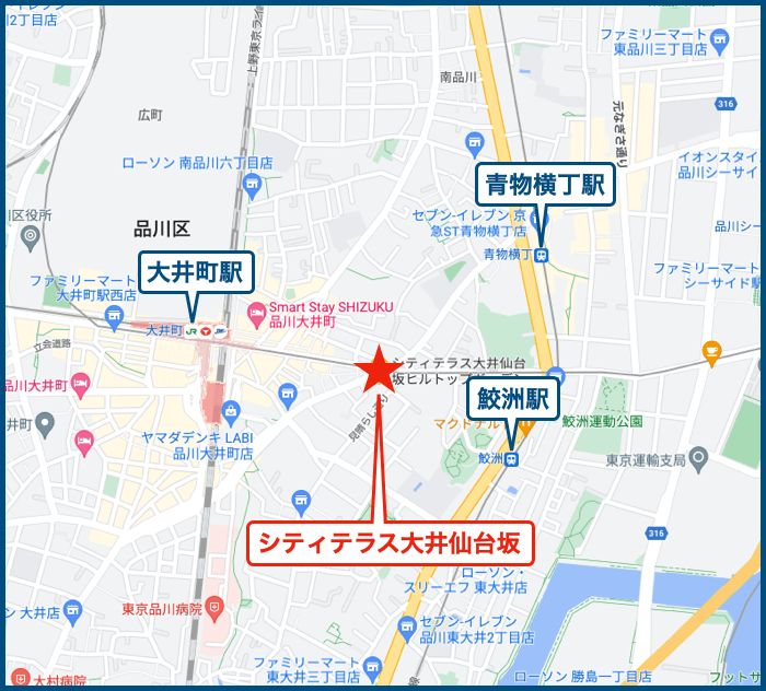 シティテラス大井仙台坂ヒルトップガーデンの地図