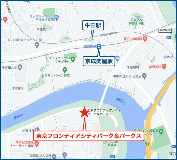 東京フロンティアシティパーク＆パークスの地図