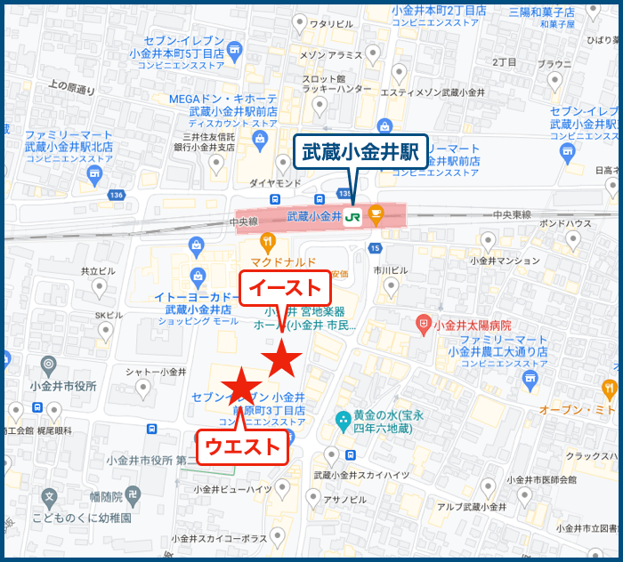 プラウドタワー武蔵小金井クロスの地図