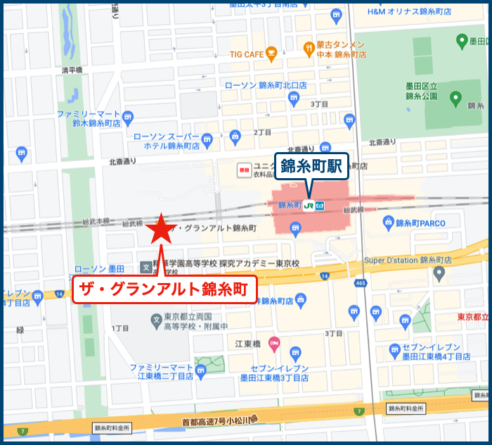 ザ・グランアルト錦糸町の地図