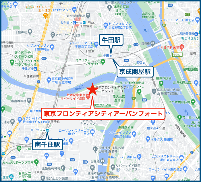 東京フロンティアシティアーバンフォートの地図