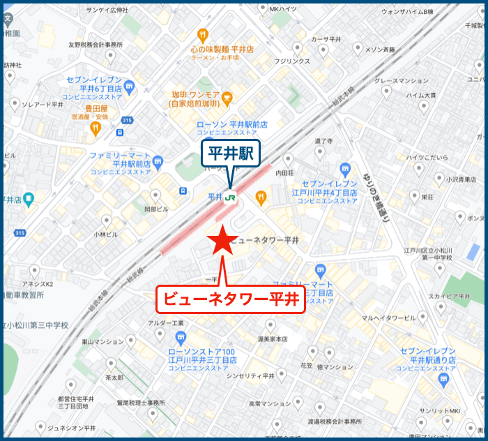 ビューネタワー平井の地図