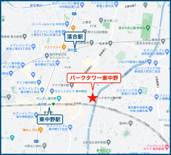 パークタワー東中野の地図