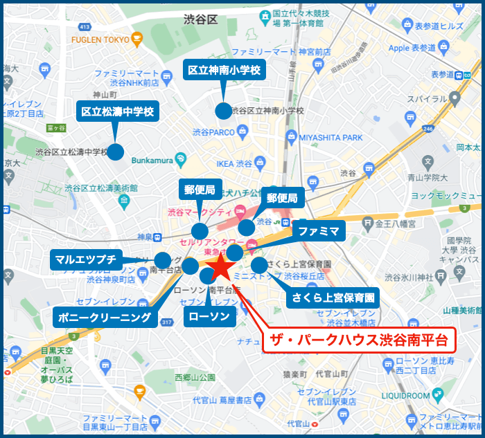 ザ・パークハウス渋谷南平台の周辺施設