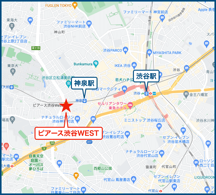 ピアース渋谷WESTの地図