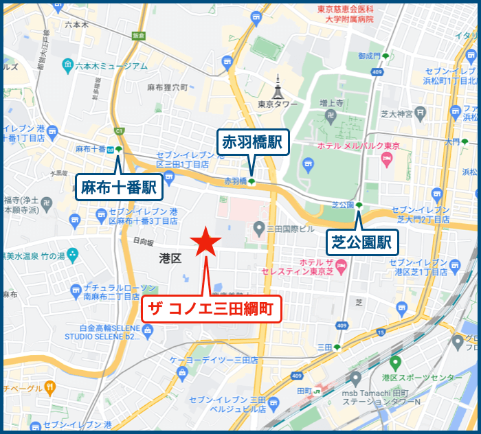 ザ コノエ三田綱町の地図
