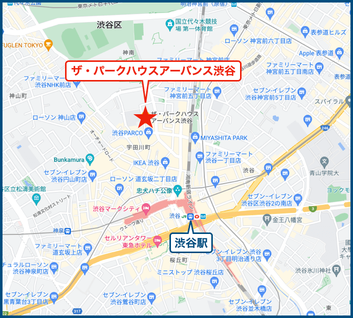 ザ・パークハウスアーバンス渋谷の地図