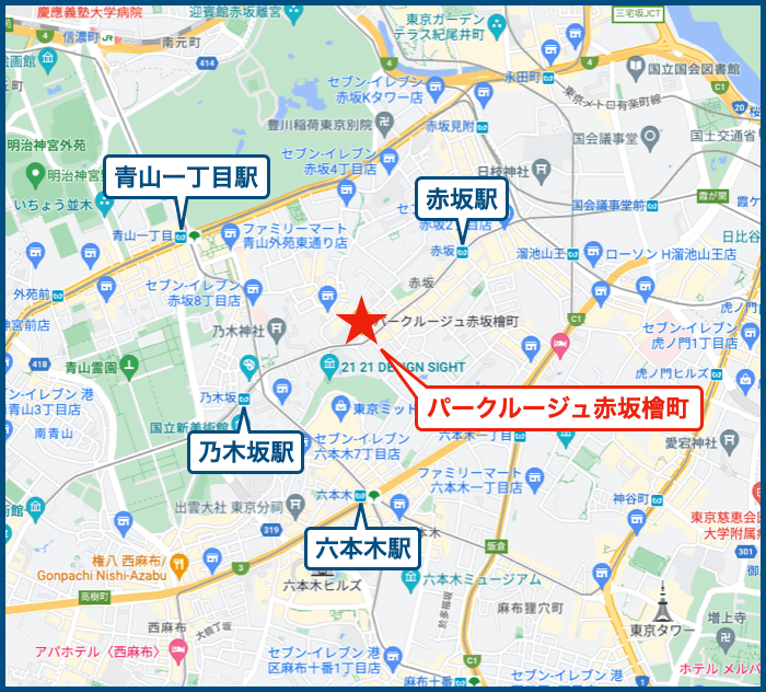 パークルージュ赤坂檜町の地図