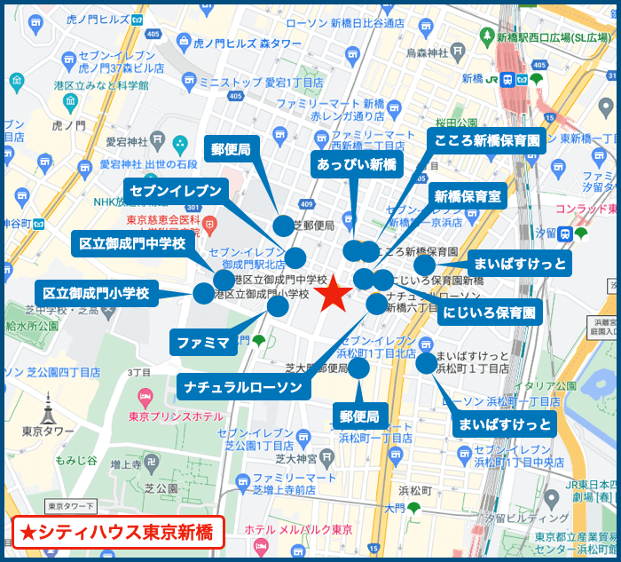 シティハウス東京新橋の周辺施設