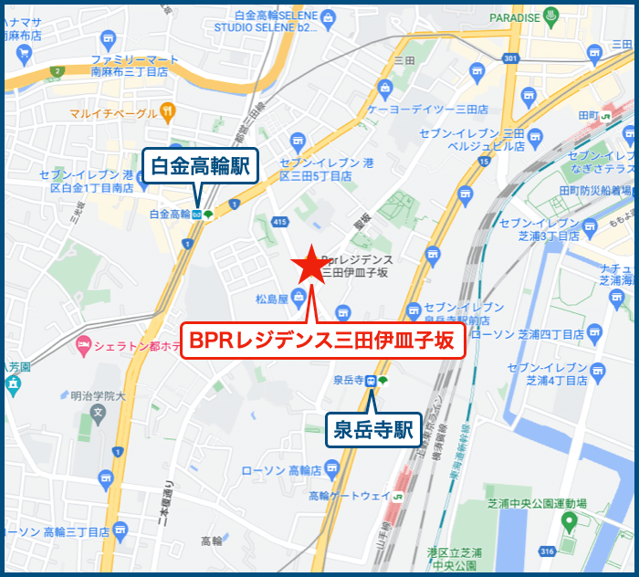 BPRレジデンス三田伊皿子坂の地図