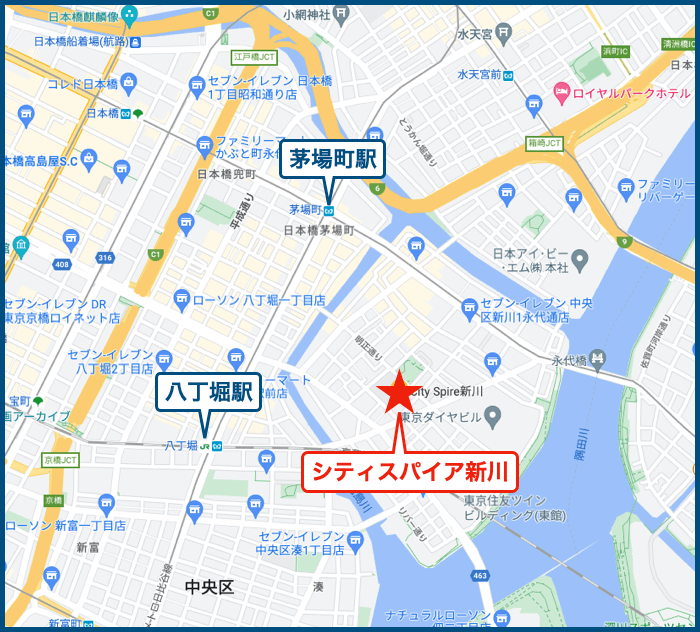 CITY SPIRE新川の地図