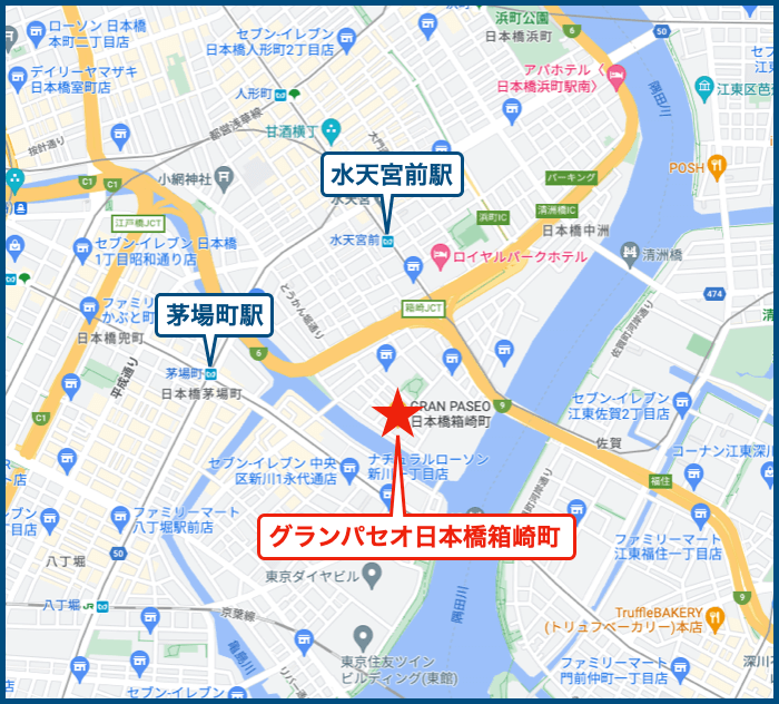 グランパセオ日本橋箱崎町の地図