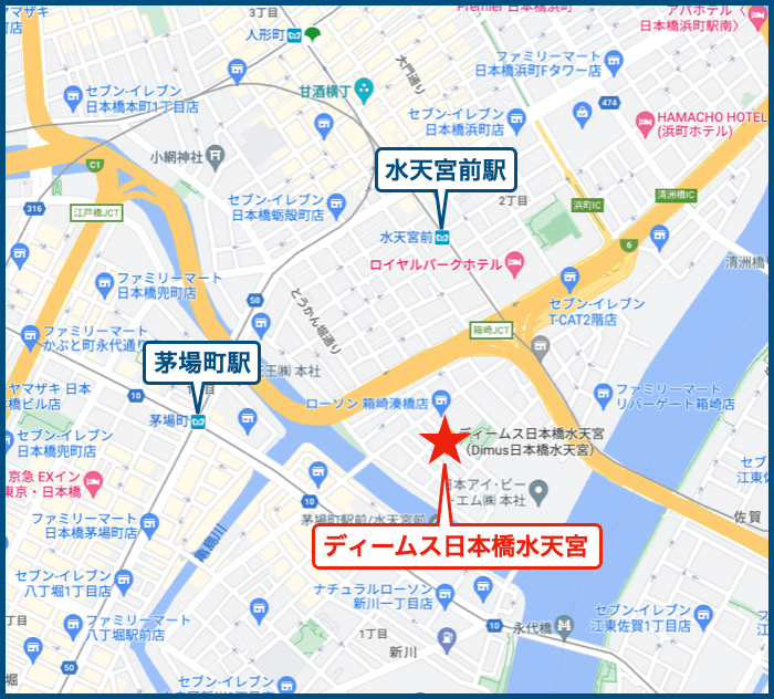 ディームス日本橋水天宮の地図