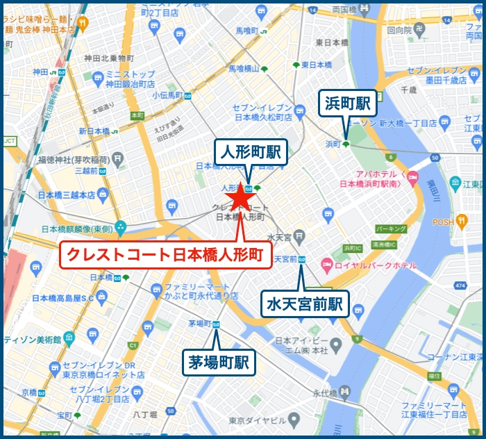 クレストコート日本橋人形町の地図
