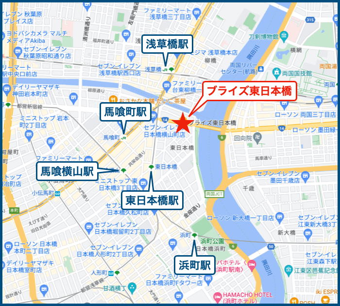 ブライズ東日本橋の地図