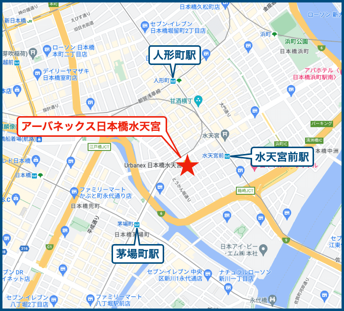 アーバネックス日本橋水天宮の地図