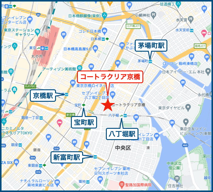 コートラクリア京橋の地図