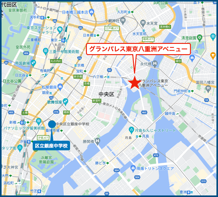 グランパレス東京八重洲アベニューの地図
