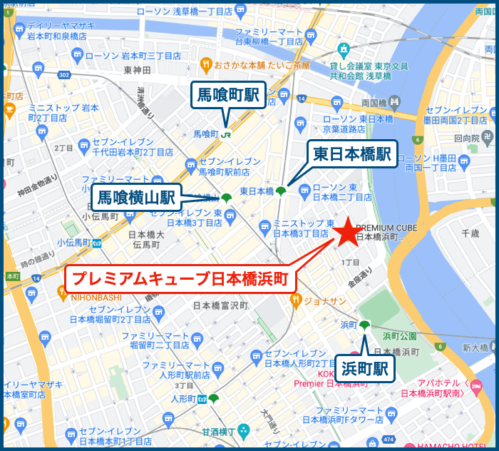 プレミアムキューブ日本橋浜町の地図