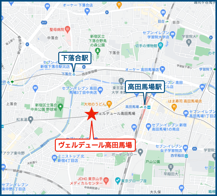 ヴェルデュール高田馬場の地図