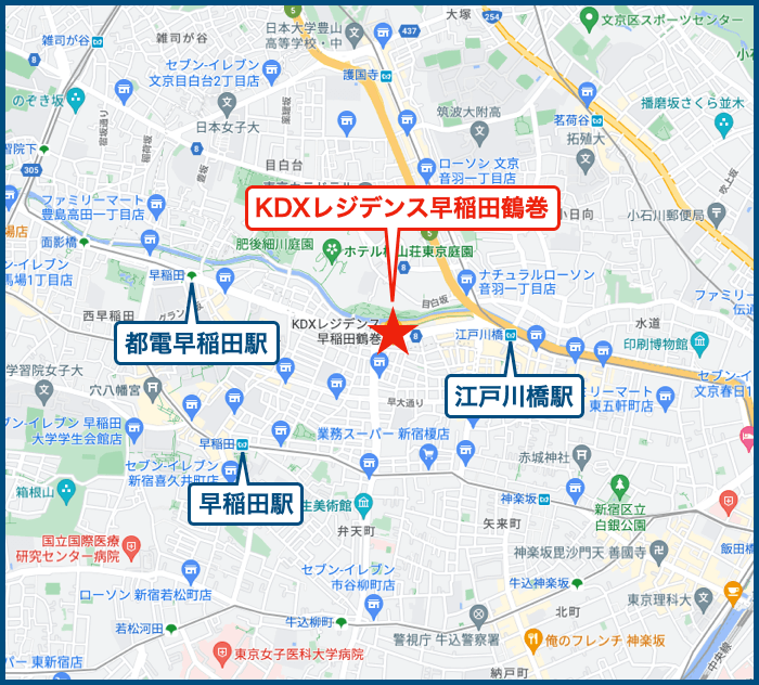 KDXレジデンス早稲田鶴巻の地図