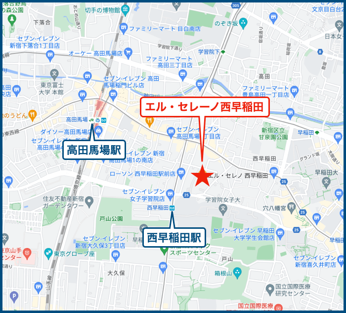 エル・セレーノ西早稲田の地図