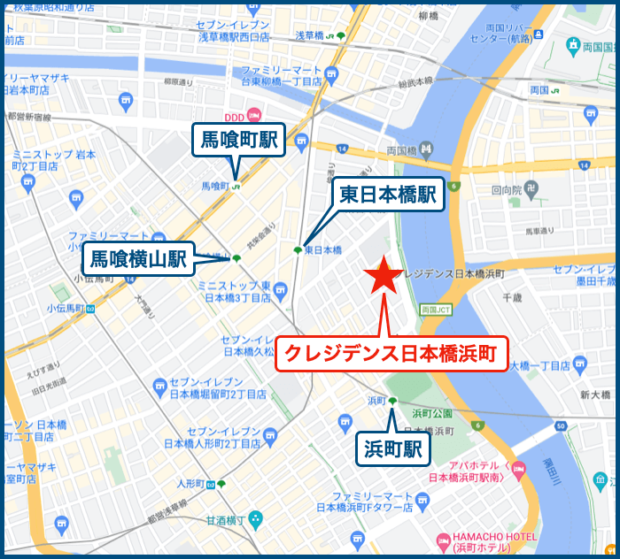 クレジデンス日本橋浜町の地図