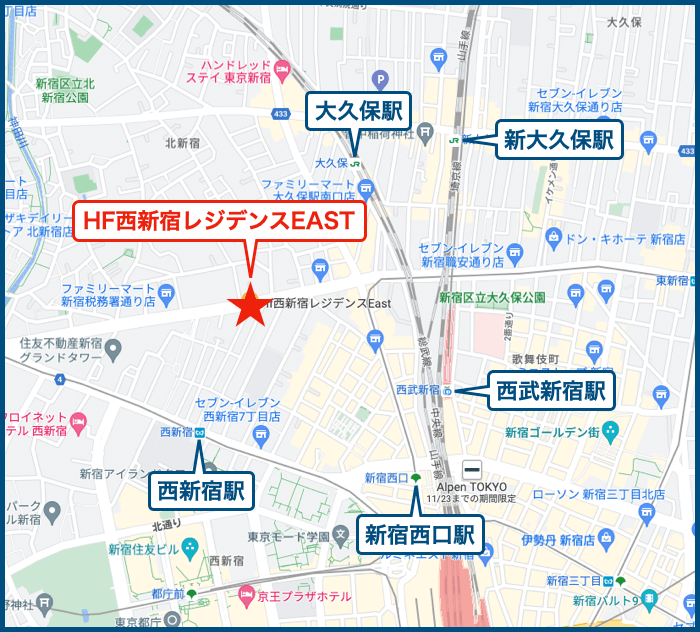 HF西新宿レジデンスEASTの地図