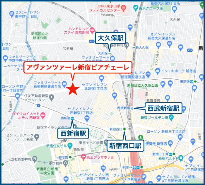 アヴァンツァーレ新宿ピアチェーレの地図