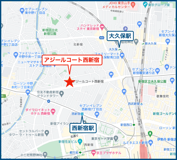 アジールコート西新宿の地図
