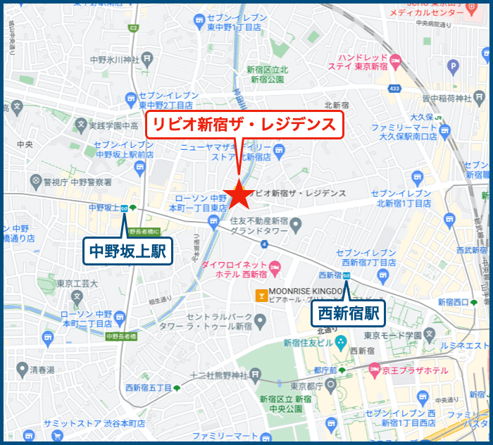 リビオ新宿ザ・レジデンスの地図
