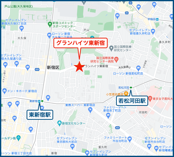 グランハイツ東新宿の地図