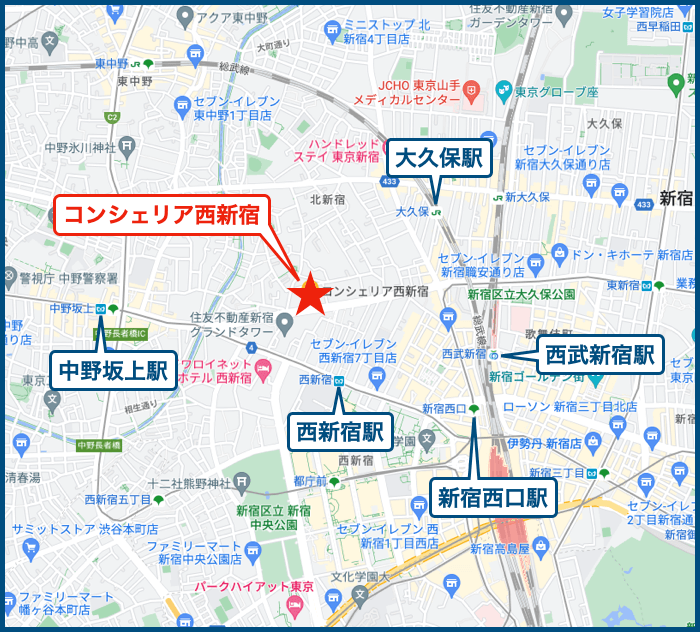 コンシェリア西新宿の地図