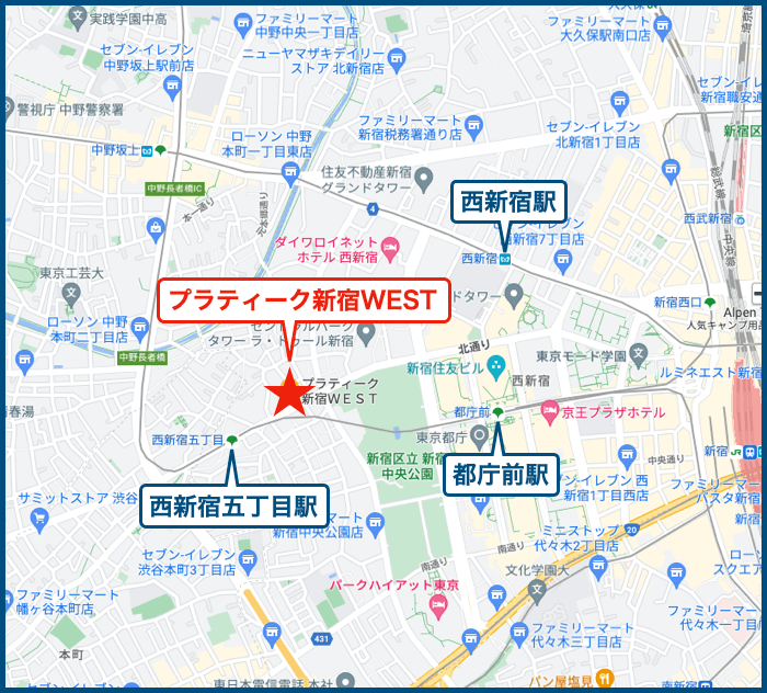 プラティーク新宿WESTの地図