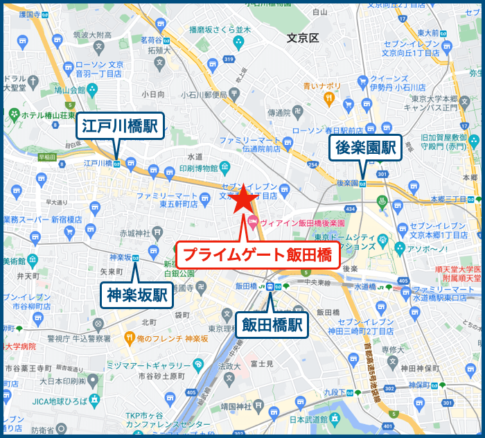 プライムゲート飯田橋の地図