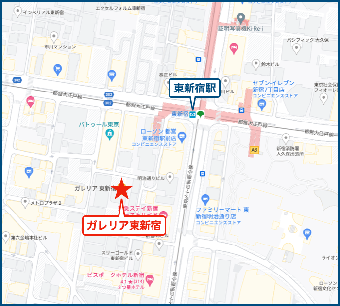ガレリア東新宿の地図