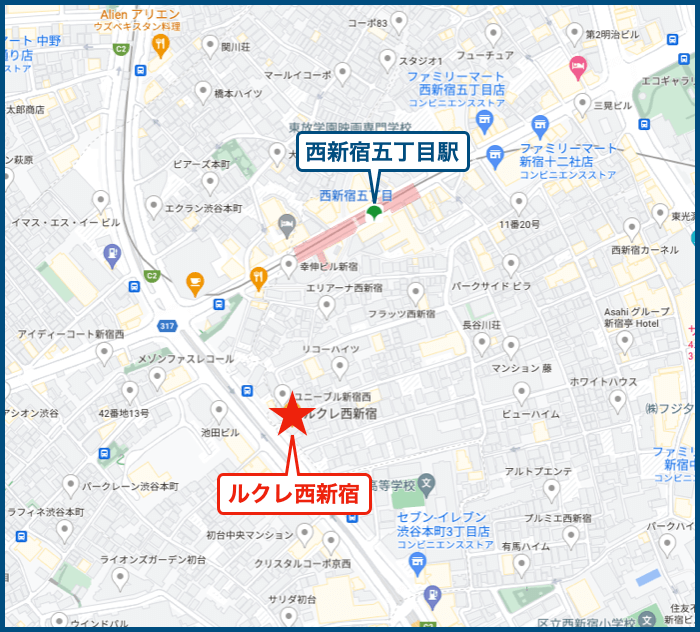ルクレ西新宿の地図