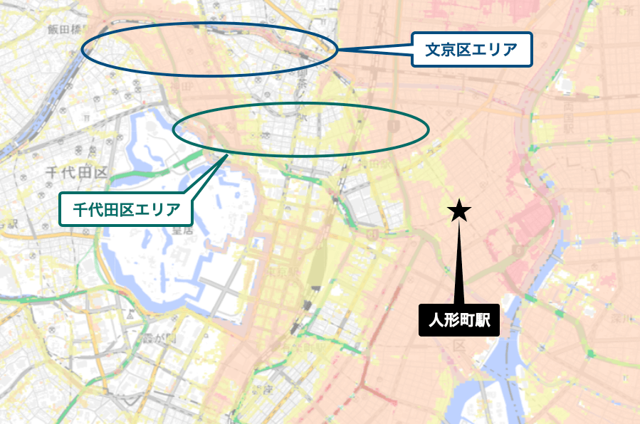 人形町駅周辺のハザードマップ