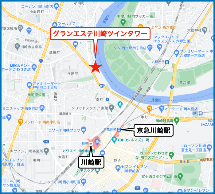 グランエステ川崎ツインタワーの地図