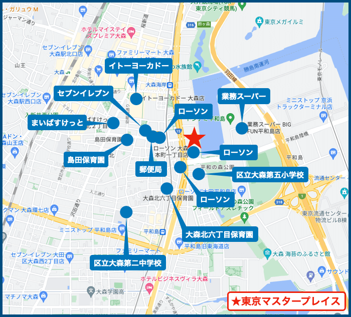 東京マスタープレイスの地図