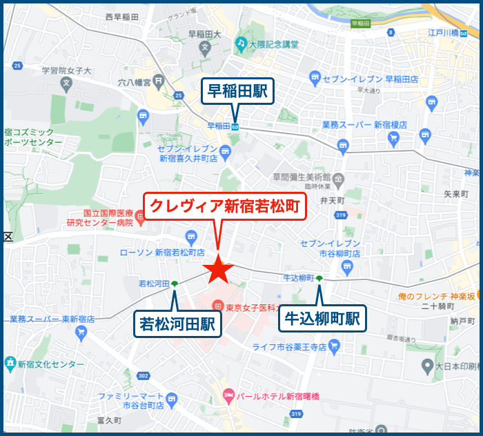 クレヴィア新宿若松町の地図