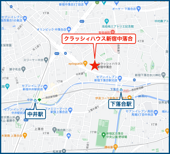 クラッシィハウス新宿中落合の地図